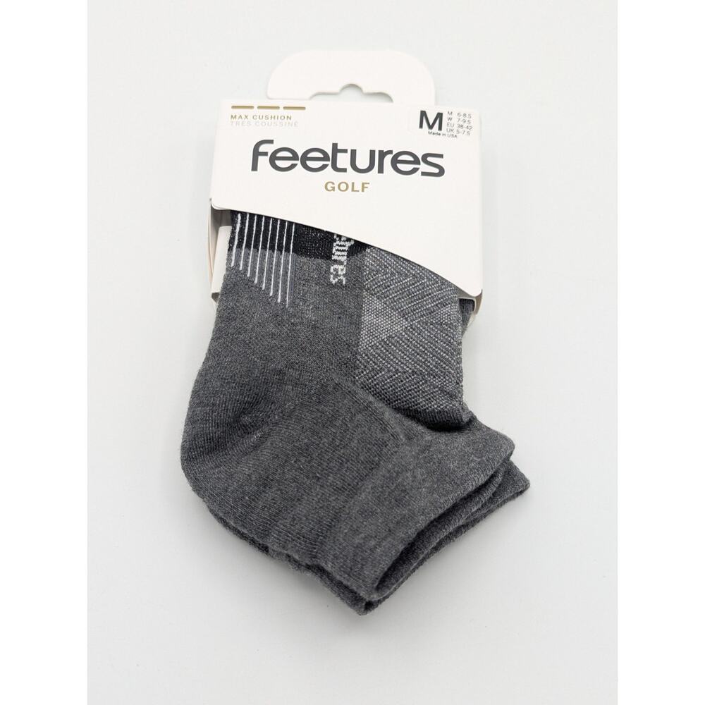 Feetures Max Cushion Men's Size 6-8.5 Golf Socks Low Cut No Blisters Gray New